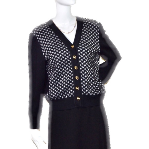 St. John Collection Sweaters - St. John Collection Black Signature Enameled Buttons Cardigan